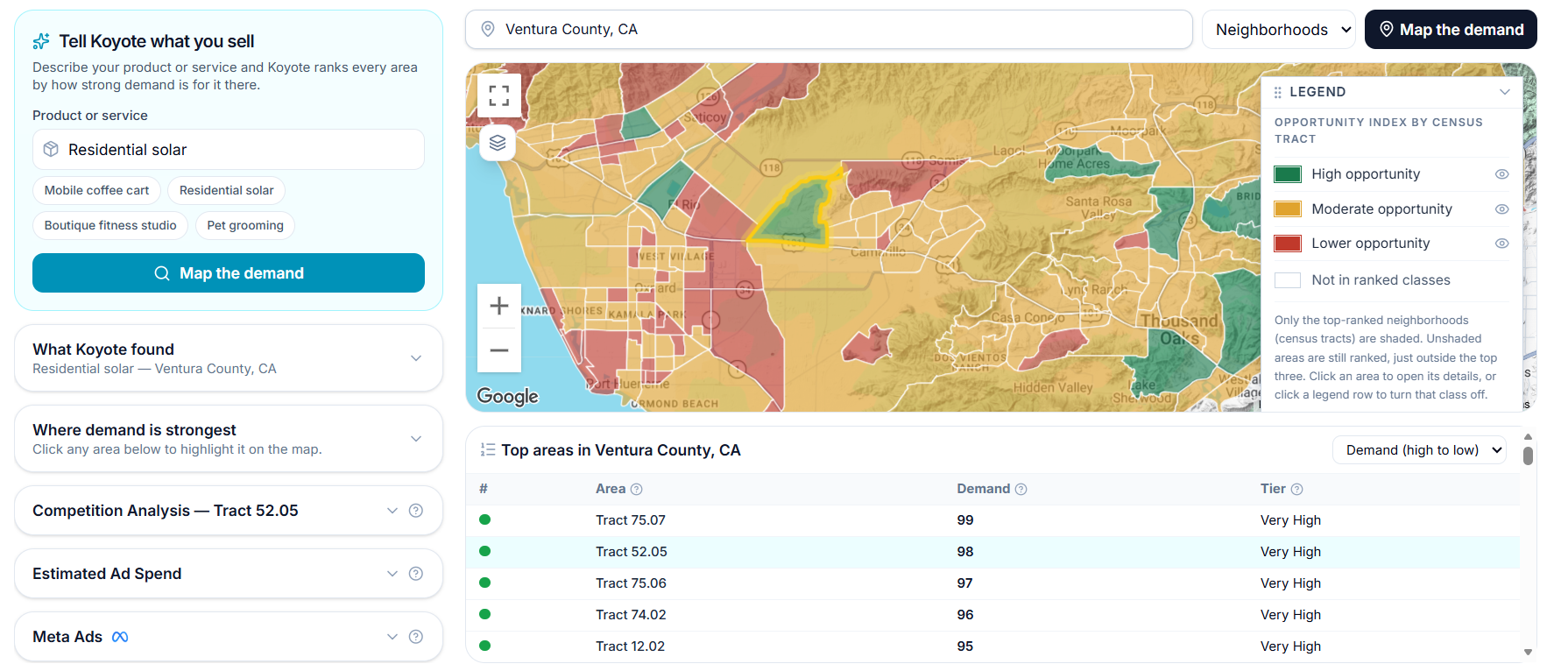 Find where demand is strongest for your product or service
